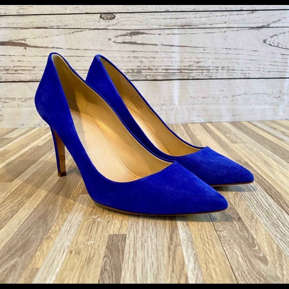 J. Crew Everly Suede Heels Electric Blue Size 10